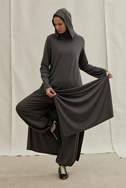 ViadelAtelier Active Modest Hooded Hijab Sportswear Gray Set