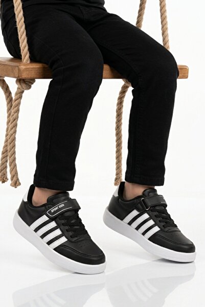 Lafonten Black and White Velcro Boys' Sneakers