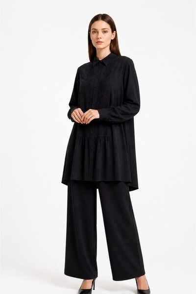 Nurcan Çetin 26469 Embroidered Shirt and Trouser Set