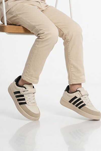 Lafonten Beige Black Velcro Boys' Sports Shoes