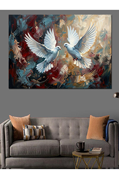 Artmeg Doi porumbei albi care se fixează în față - Pânză decorativă - Masă di...