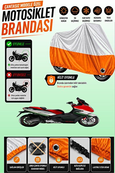 Cemku Twin غطاء محرك متوافق مع جيليرا GP 800 باللون الرمادي من الأعلى والبرتق...