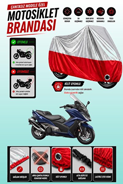 Cemku Twin غطاء محرك متوافق مع Kymco Ak 550 باللون الرمادي من الأعلى والأحمر ...