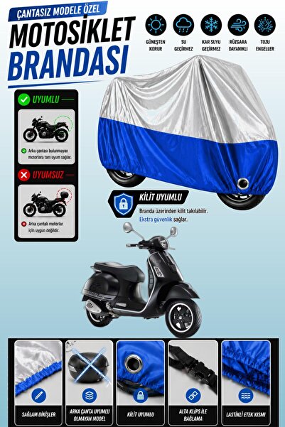 Cemku Twin غطاء محرك متوافق مع Vespa GTS 250 باللون الرمادي من الأعلى والأزرق...