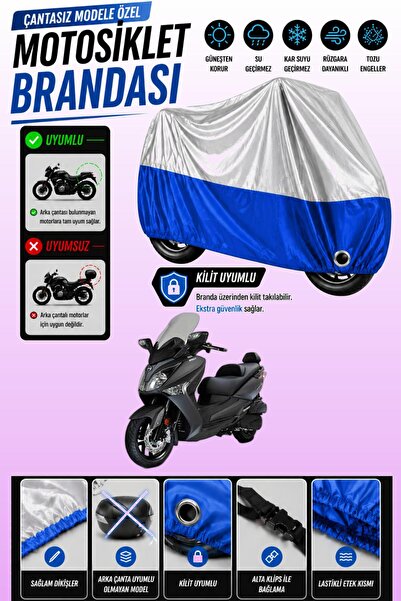 Cemku Twin غطاء محرك متوافق مع SYM Joymax 250i باللون الرمادي من الأعلى والأز...