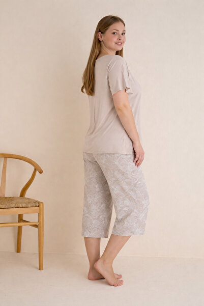 SEAMLIFE HOMEWEAR Battal Palazzo Oversize Capri Set