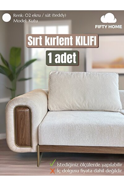Fifty Home 1 ADET KILIF - KUTU modeli fermuarlı - Büyük sırt kırlent minder y...