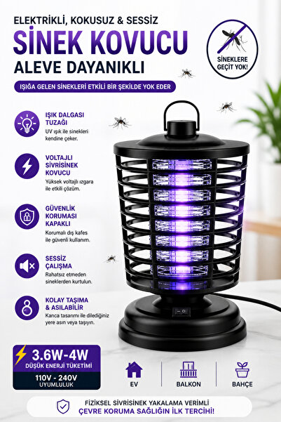 CROW'S TECH Elektrikli Sinek Kovucu UV Işık Sessiz Güvenli 4W Düşük Tüketim E...