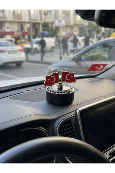 Store Araç İçi Güneş Enerjisiyle Dönen Türk Bayraklı Aromalı Koku. Araç İçi A...