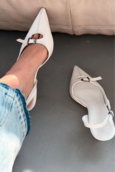 I Love Shoes Norin Beyaz Kırışık Deri Kadın Stiletto