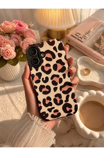 MİRAZ TASARIM iPhone 16 Leopard Pattern Striped Textured Case