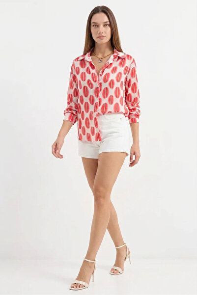 buğrahayalin Women's Patterned Satin Burgundy Shirt