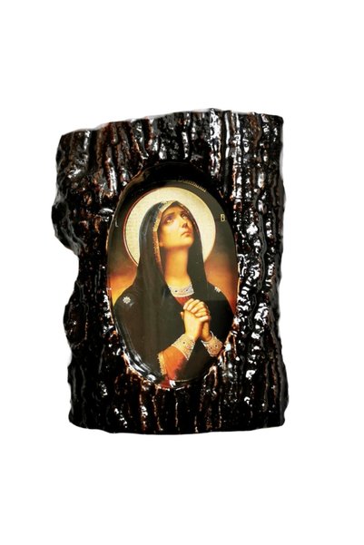 Ceramic Icoană pe scoarță cu litografie – decor religios autentic, produs artizanal 21 cm/16.5 cm