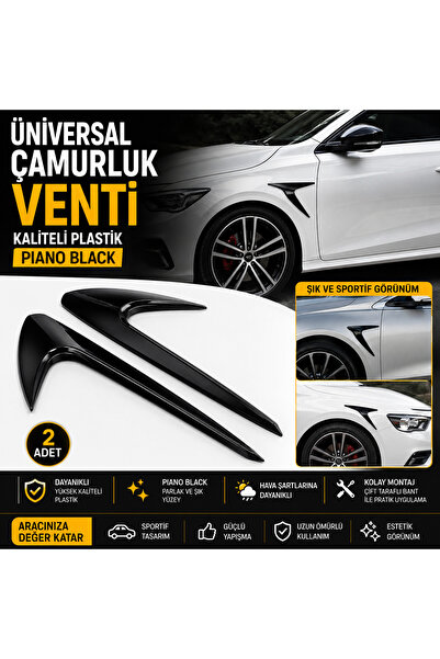 zifona Üniversal Çamurluk Vent Kaliteli Plastik Piano Black vent