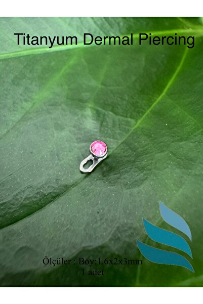 Bylin Titanyum Pembe Taşlı Dermal Kristal Piercing - 1 Adet