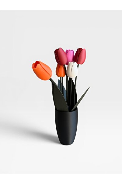 Atelye.store Tulip Elegance – 3D Printed Decorative Tulip Set with Vase