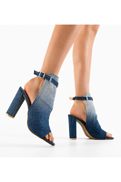 BENOTTİ Cheeta Blue Heeled Sandals