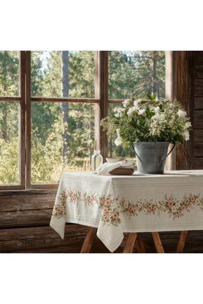 Befahomes KANEVİÇE GÜL BASKILI MASA ÖRTÜSÜ