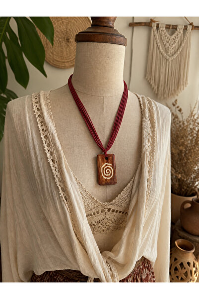 jasmina store Retro bohem ahşap kolye
