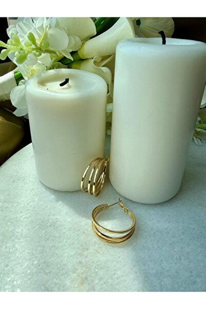 Merishe Jewerly أقراط دائرية ذهبية ثلاثية متوسطة الحجم