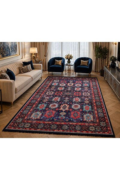 EceCarpetHome VıntageMotifDesenliRenkliDijitalBaskıDokumaTabanSisalHalı