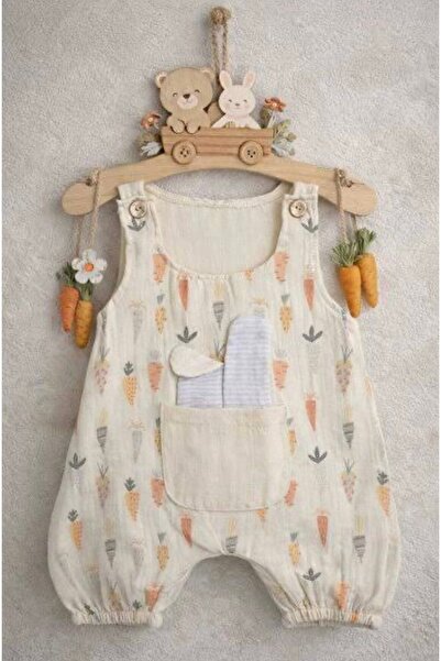 Bobby Baby Tavşancık Unisex Müslin Tulum Krem
