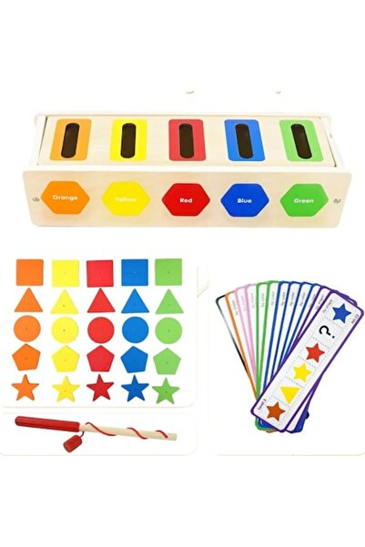 Stuniko ® Joc educativ Montessori, sortator de forme și culori, lemn, multico...