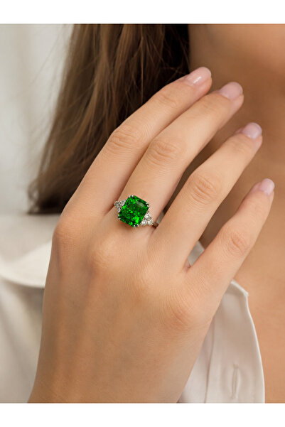 Frost Jewellry 925 ayar yeşil taşlı yüzük