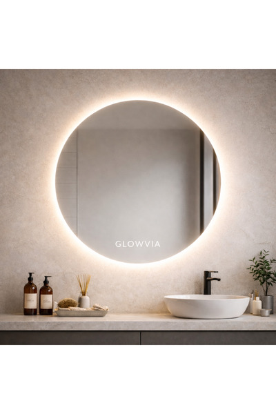 GLOWVİA Mirror Kumlamasız LED Işıklı Yuvarlak Ayna