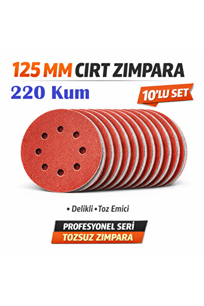 Venoa 125 mm Cırt Zımpara Kağıdı 10 Adet – 8 Delikli Disk, Ahşap & Metal Uyum...