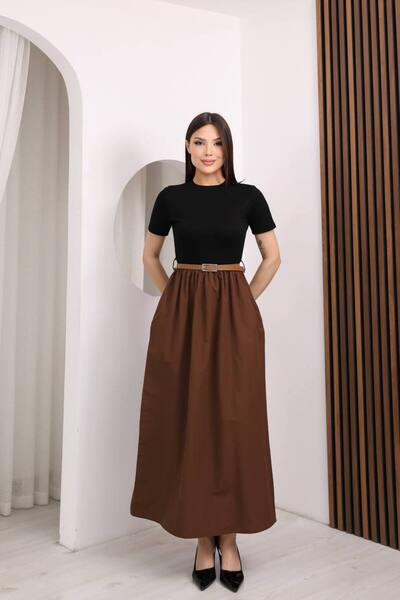 OTAKU Rochie maxi lungă, elegantă și casual, pentru femei, cu centură în tali...