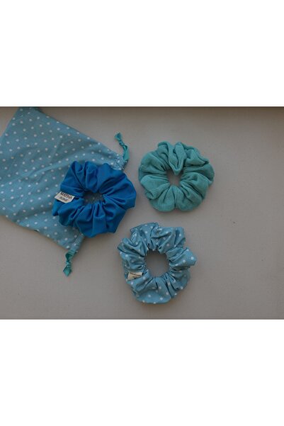 MATINA JUNE 3’lü Scrunchie toka seti. Büzgülü Kese ile.