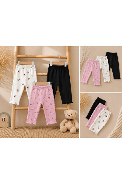 Minimissbaby Crispy Flower 3-Piece Cotton Baby Girl Leggings Set 🌸