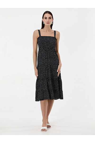 ORSAY Rochie maxi de damă neagră cu buline