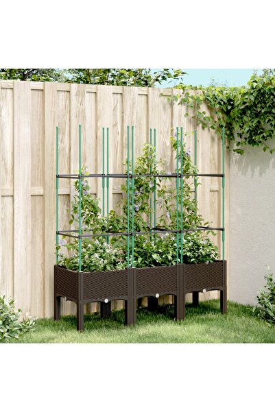 vidaxl Jardiniera de gradina cu spalier, maro, 120x40x142,5 cm, PP