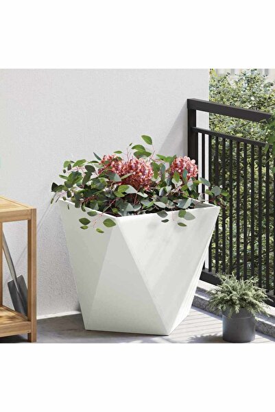 vidaxl Jardiniera Alb 50 x 50 x 50 cm Otel