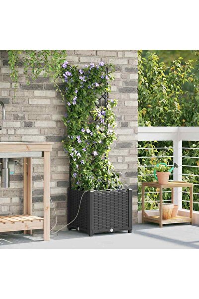 vidaxl Vaza pentru Gradina Negru 40 x 40 x 142 cm Plastic