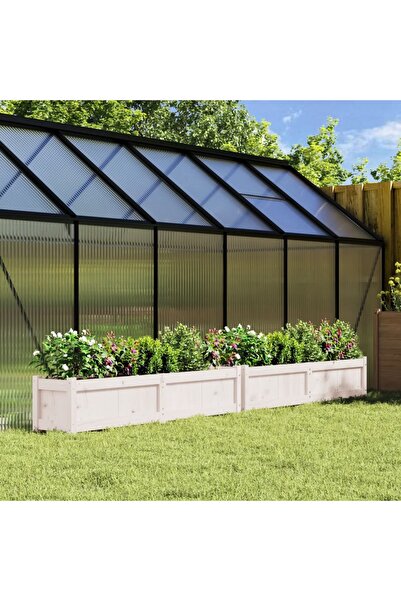 vidaxl Jardiniere de gradina, 2 buc., alb, lemn masiv de pin