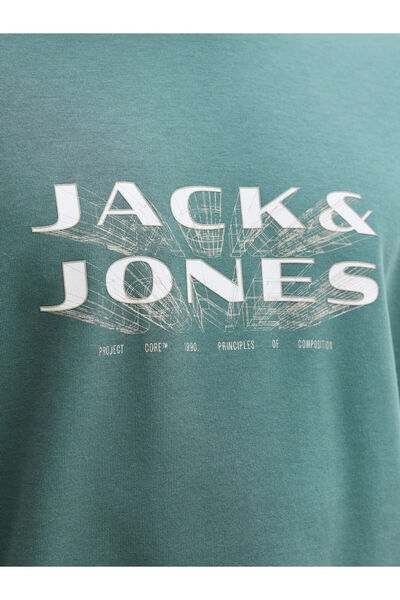 Jack & Jones Jcofusıon Jj Brandıng Tee Ss Crew Neck Marka Logolu Petrol Yeşil Erkek T-Shirt 12289880