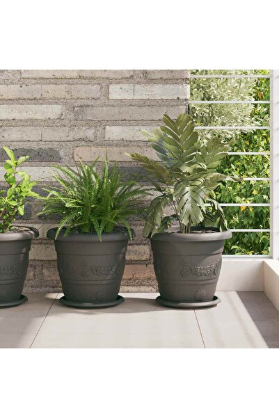 vidaxl Ghivece pentru plante 24 pcs Negru Ã˜ 26 x 21.5 cm Plastic