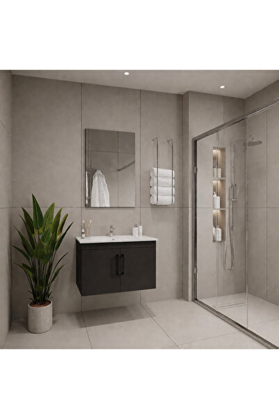Creavit D20 Banyo Dolabı Seti Çekmeceli 65 Cm Antrasit