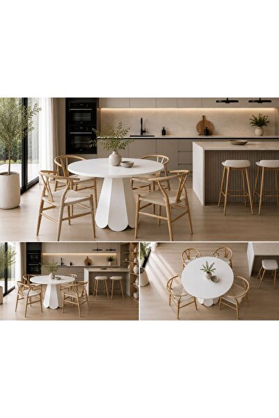woodywood Özel Tasarım YONCA Yemek Mutfak Masası 90 cm tabla çapı * 75 cm Yük...