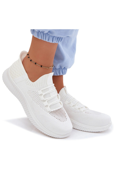 BOTO Pantofi sport de damă, tip slip-on, alb-oliv, 38