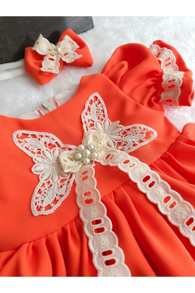 Elwirababyboutiqe فستان برتقالي عتيق الطراز