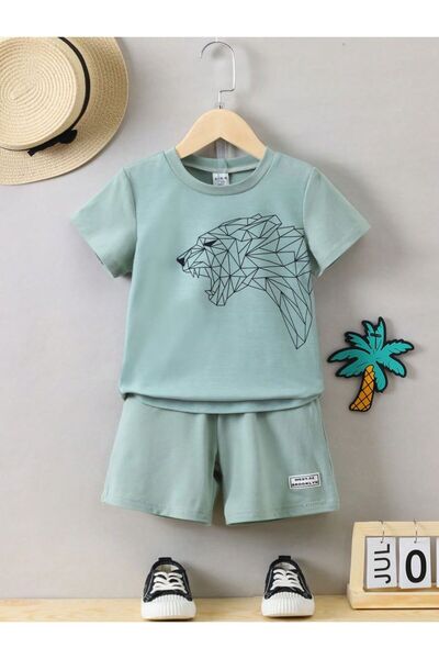VESTIR BIEN Printed Summer Shorts T-Shirt Bottom-Top Children's Set Cotton