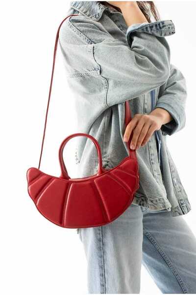 ÖZÜM ÇANTA Women's Sea Shell Oyster Model Shoulder Bag Red