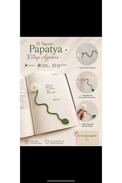 elaa aksesuar Papatya Örgü Kitap Ayracı