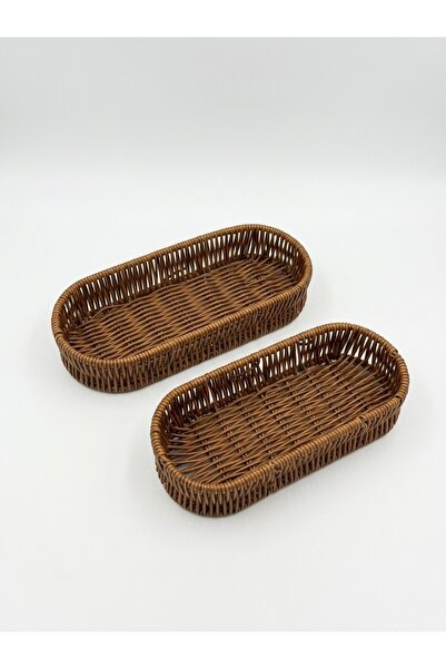 WISEM Hasır 2'li Set Oval Organizer Kaşıklık ve Çatal Bıçak Sepeti