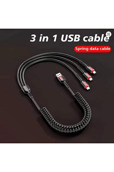 zerzembe 3´ü 1 Arada Hızlı Şarj Kablosu Mikro USB Tip C lightning şarj aleti ...