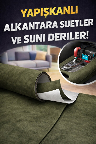 Bitacir Kendinden Yapışkanlı Alkantara Süet Suni Deri 100 X 150 - HAKİ YEŞİL